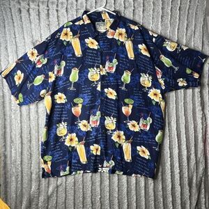 Big Dogs Button Up Hawaiian Shirt Men's 3X Cocktails‎ Short Sleeve
